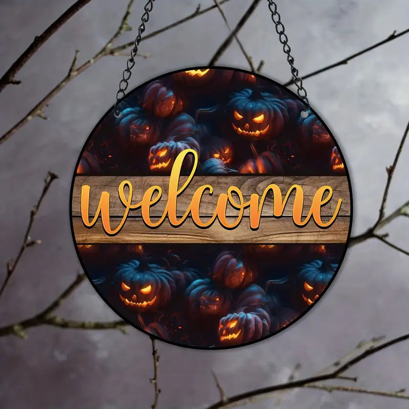 Decoratiuni de Halloween pentru fereastră cu dovleac de toamnă 