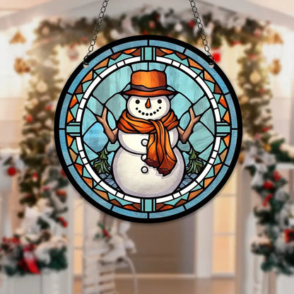 Christmas Snowman Stained Suncatcher