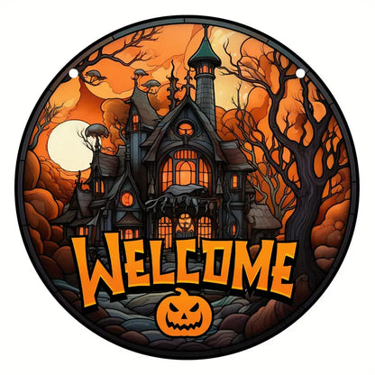 Halloween Welcome Castle Stained Window Hangings