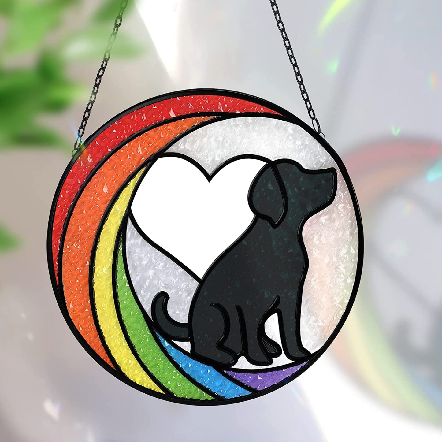 Acrylic Rainbow Glass Dog Window Suncatcher Hanging Decoration