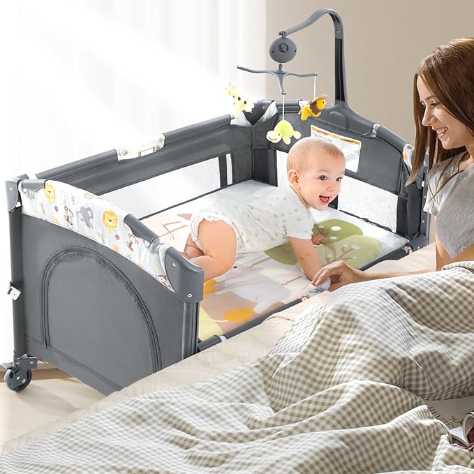 ベビー用寝具・ベッド Bedside Baby Crib Amazon.com : Bedside Crib,3 in 1 Baby Crib Adjustable