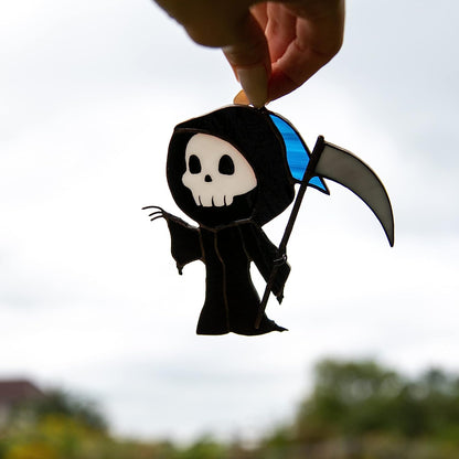 The Grim Reaper Halloween Stained Glass Window Hanging Ornament Suncatcher