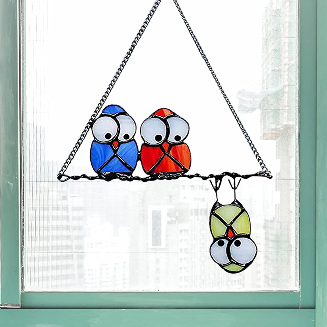 Suncatcher de păsări cu vitralii înalte multicolore cu două fețe