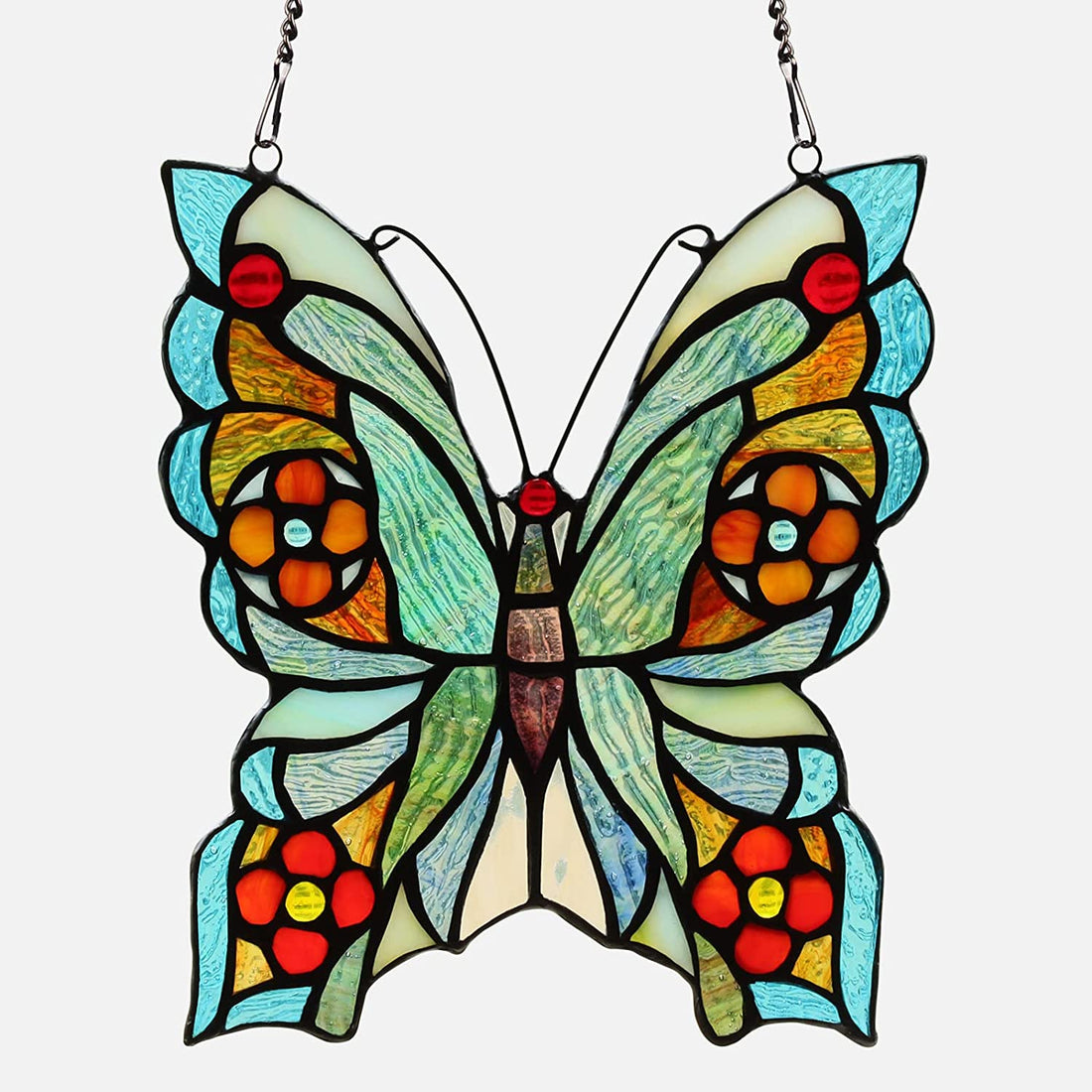 Suncatcher agățat pentru vitraliu Fluture și Cocoș