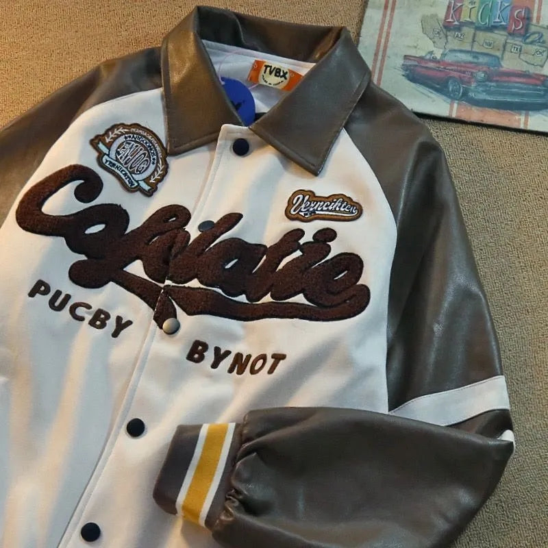 Geaca de baseball cu prosop retro brodat 