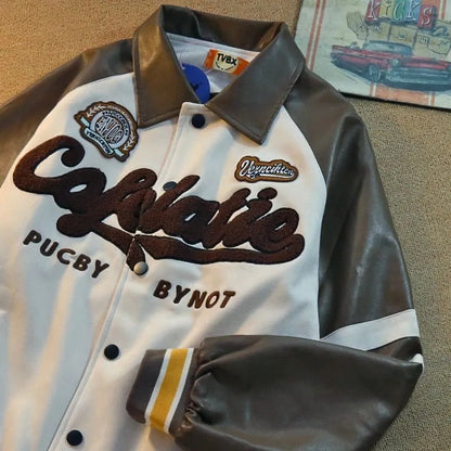 Literary retro towel embroidered couple baseball jacket