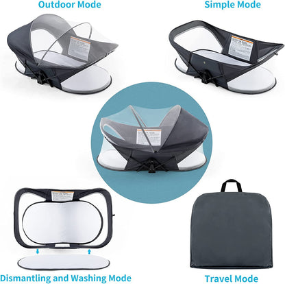 Folding Portable Bassinet,Baby Lounger Baby Crib Baby Bed with Mosquito Net
