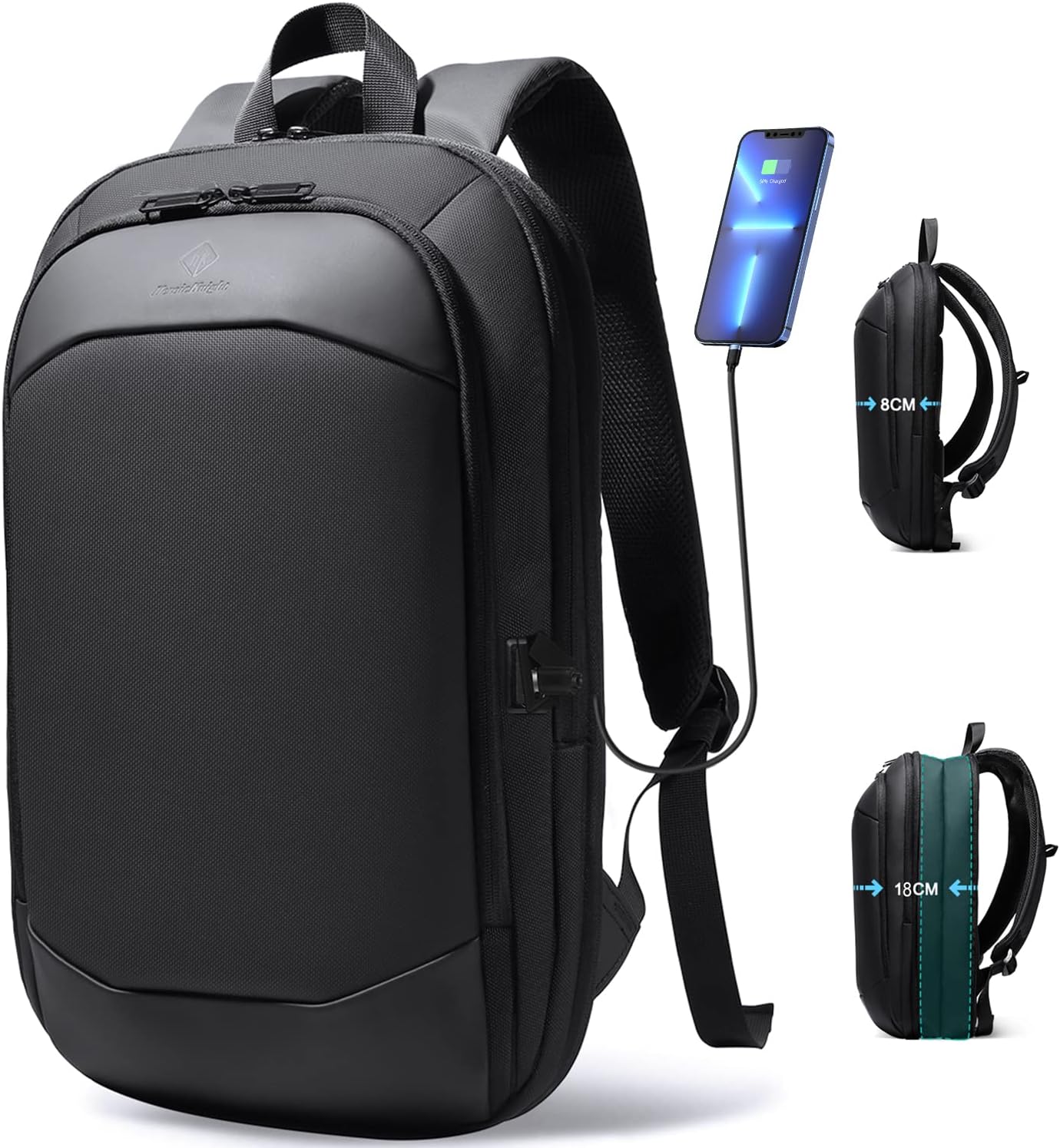 Business Backpack for Men ,Slim & Expandable Waterproof Travel Laptop Backpack with USB Charger Port,Anti-Theft Lightweight Large Work Computer Bag