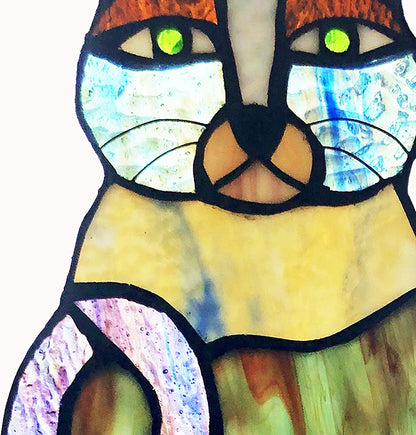 Crazy Cat Stained Glass Style Acrylic Highly Transparent Suncatcher Pendant