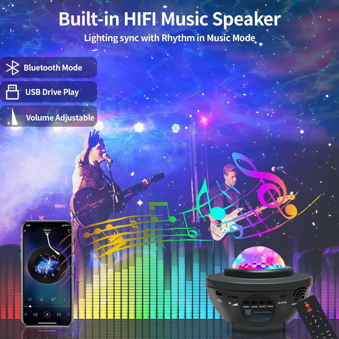Star Projector Galaxy Light Projector with Bluetooth Speaker, Multiple Colors Dynamic Projections Star Night Light Projector for Kids Adults Bedroom, Space Lights for Bedroom Decor Aesthetic