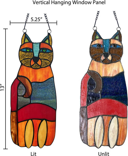 Crazy Cat Stained Glass Style Acrylic Highly Transparent Suncatcher Pendant