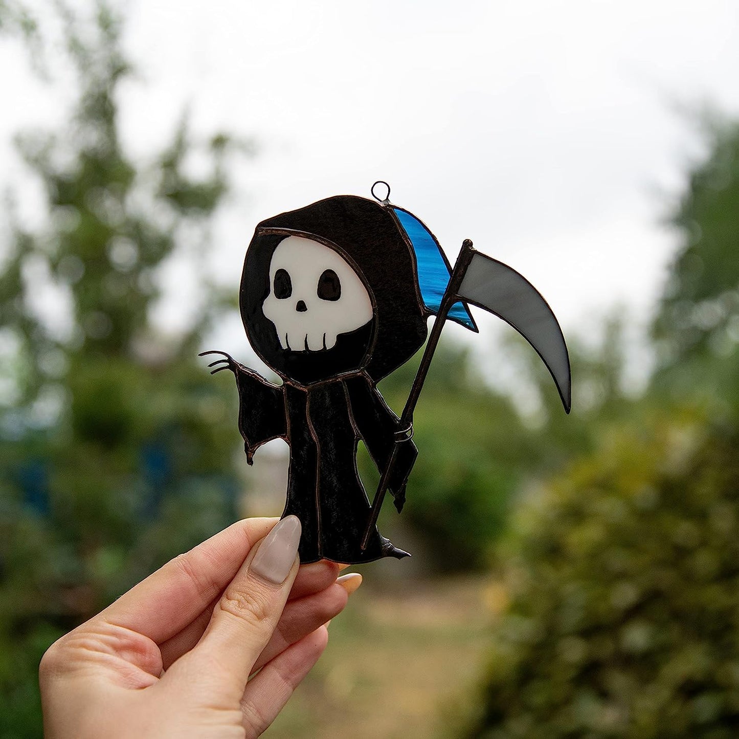 The Grim Reaper Halloween Stained Glass Window Hanging Ornament Suncatcher