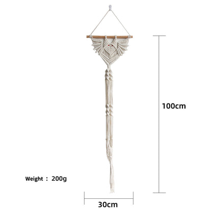 Beige Creative Bat Handwoven Tapestry Cotton Rope Plant Net Bag