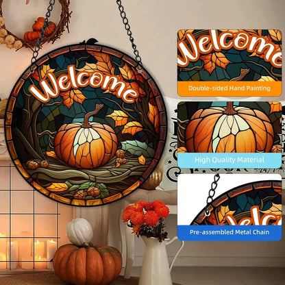 Halloween Pumpkin Suncatcher Stained Window Hanging