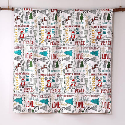 Merry & Bright Collecion - Santa Claus Lane Quilt Set 3 Pieces Quilt Set Coverlet with 2 Pillowcases