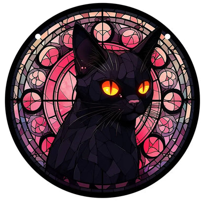 Halloween Ghost Black Cat Stained Suncatcher