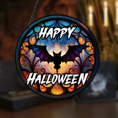 Halloween Welcome Bat Stained Window Hangings