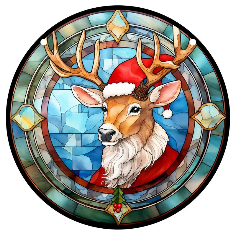 Deer Stained Glass Suncatcher Christmas Window Hangings