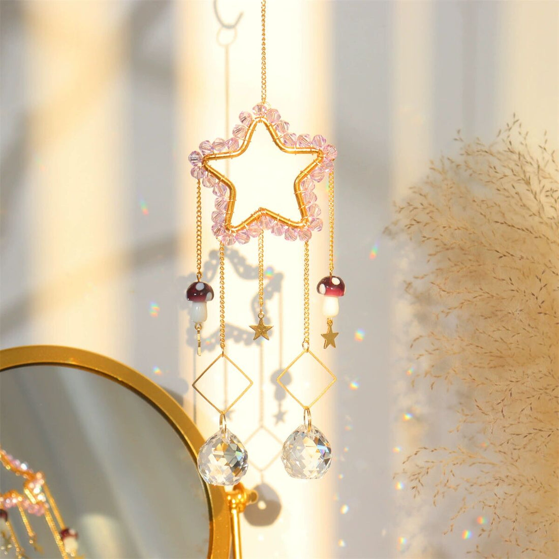 Pandantiv împletit Moon Star Heart Crystal Suncatcher Rainbow Maker
