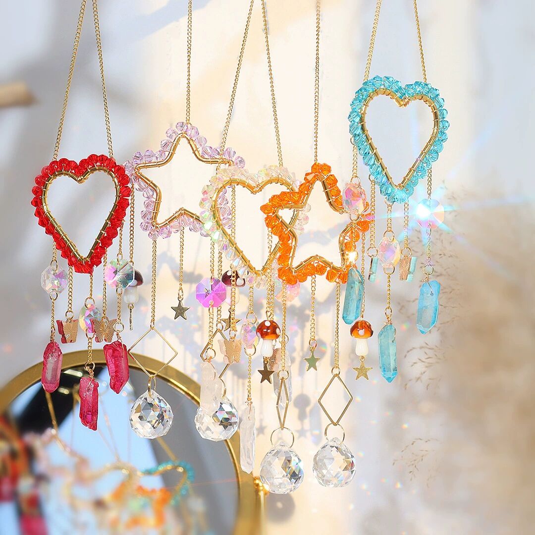 Entwined Moon Star Heart Crystal Suncatcher Rainbow Maker Pendant