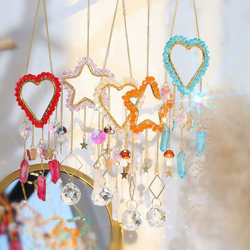Pandantiv împletit Moon Star Heart Crystal Suncatcher Rainbow Maker