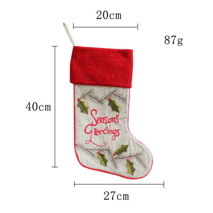 Christmas Knitted Socks Knitted Embroidered Christmas Socks Children's Gift Bag