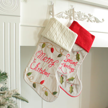 Christmas Knitted Socks Knitted Embroidered Christmas Socks Children's Gift Bag