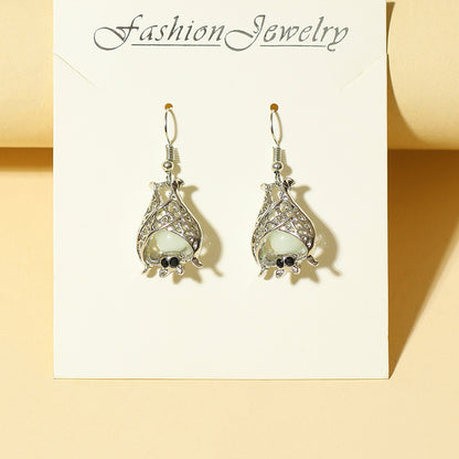 Halloween Ornaments Hollow Luminous Bat Earrings