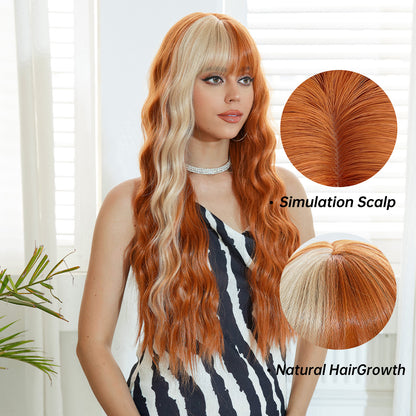 Two-color gradient orange long curly hair