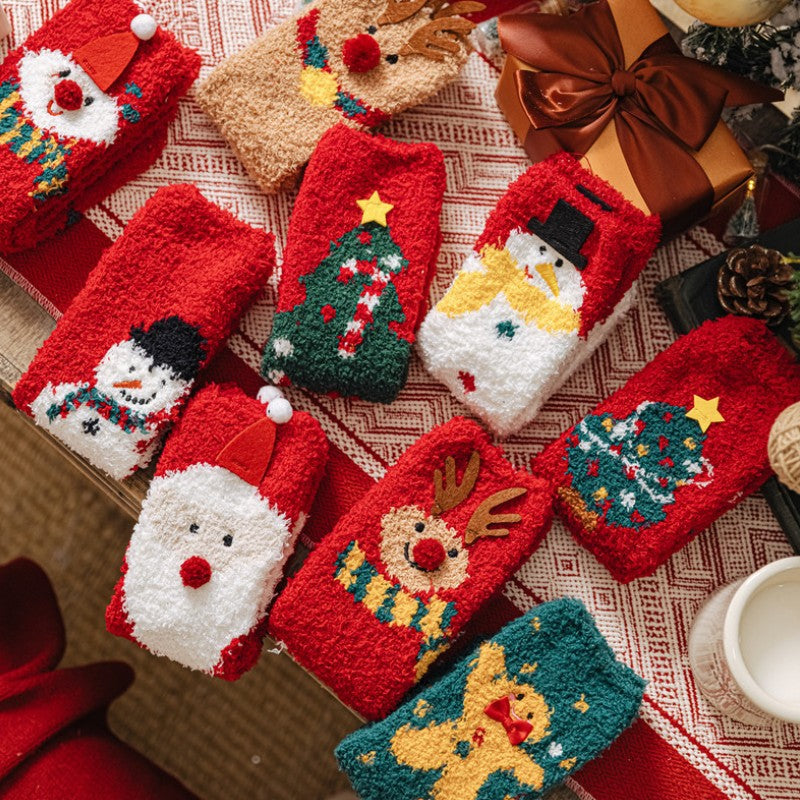 New Women's New Year's and Christmas Coral Velvet Women's Socks