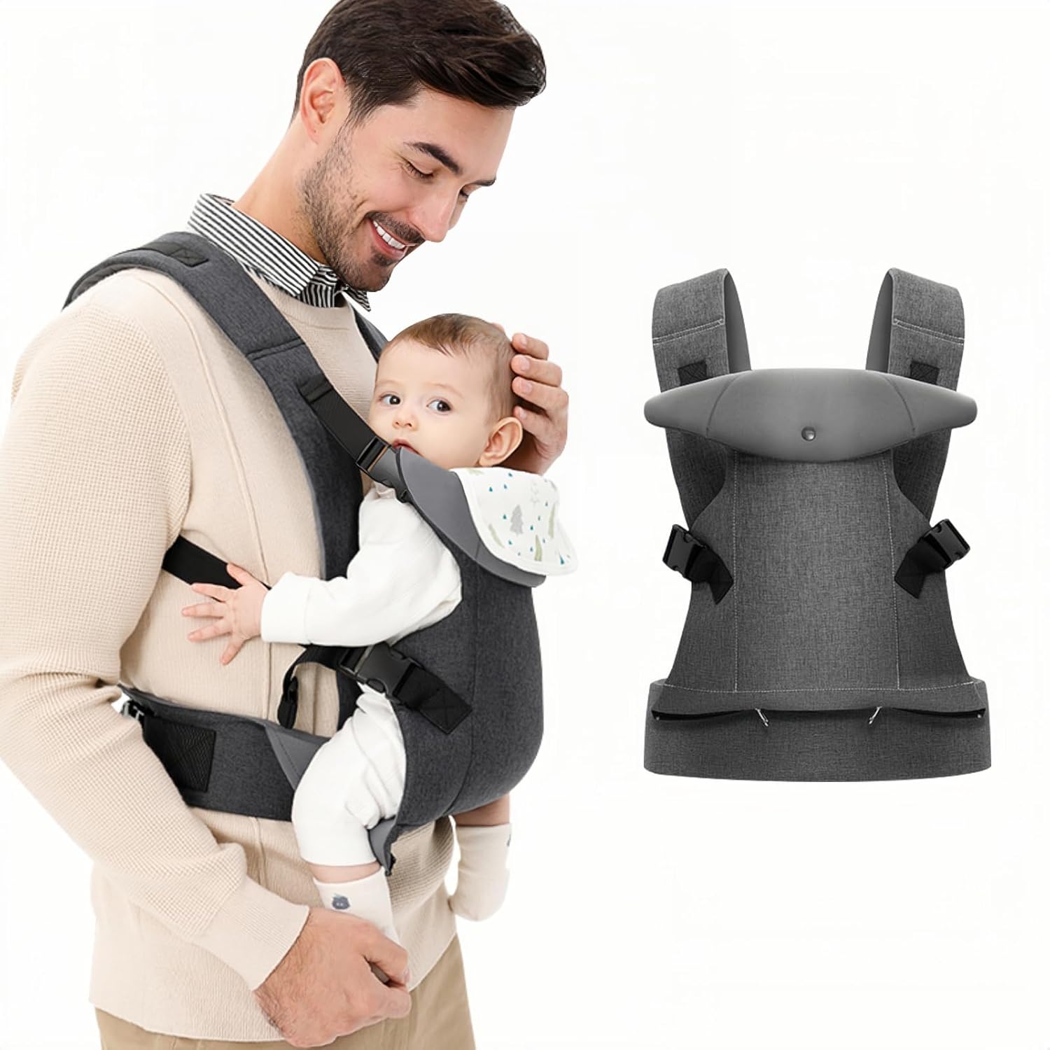 Marsupiu pentru copii, Marsupiu pentru copii pentru toate pozitiile fata si spate, Marsupiu ergonomic 4 in 1 pentru rucsac pentru bebelusi 