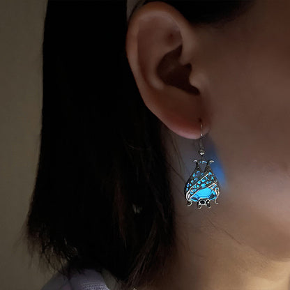 Halloween Ornaments Hollow Luminous Bat Earrings