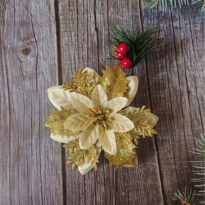 Gold Powder Christmas Flower Christmas Tree Pendant