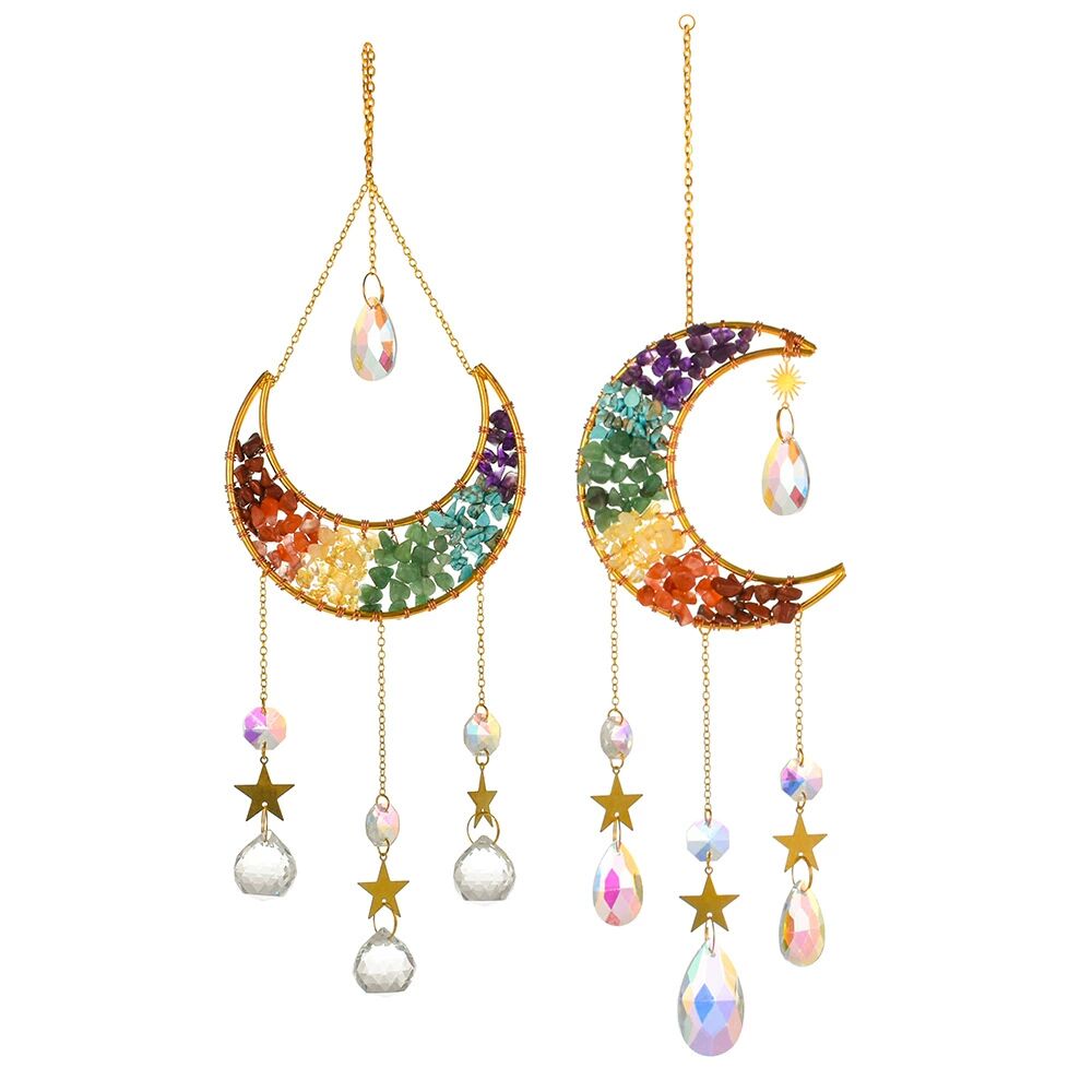 Star Moon Rainbow Crystal Sun Catcher Pendant For Window Garden