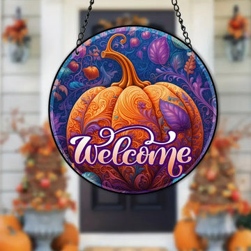 Decoratiuni de Halloween pentru fereastră cu dovleac de toamnă 