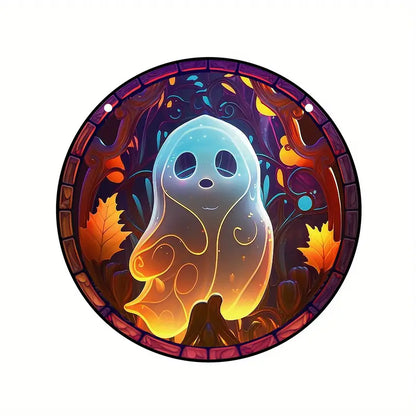 Cute Fall Ghosts Stained Glass Window Hanging