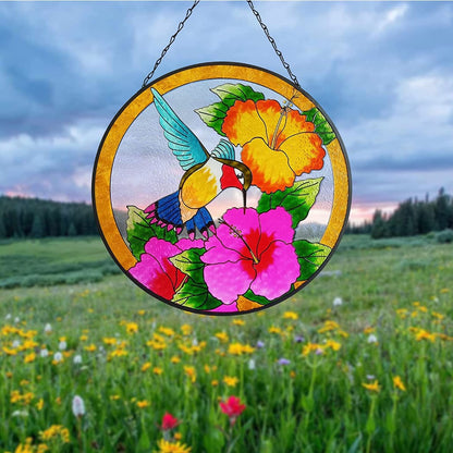 Stained Glass Suncatcher Window Hanging 12”