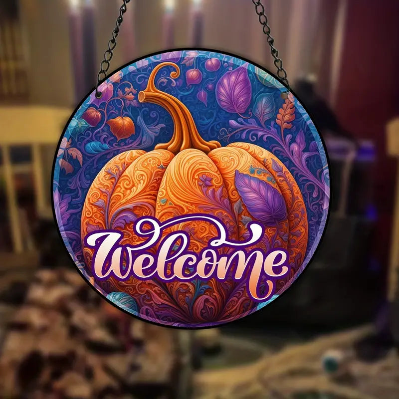 Decoratiuni de Halloween pentru fereastră cu dovleac de toamnă 