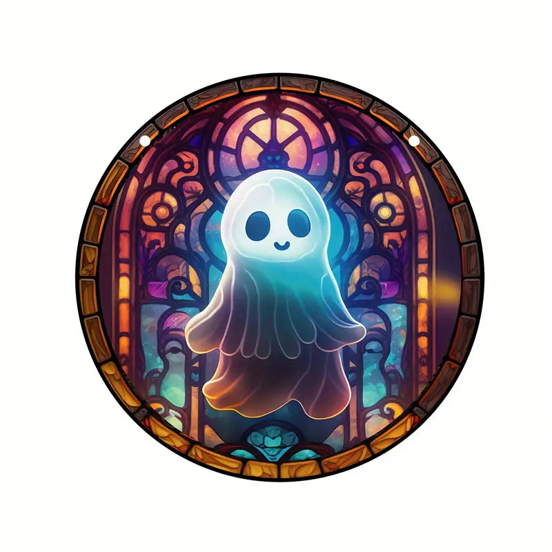 Cute Fall Ghosts Stained Glass Window Hanging