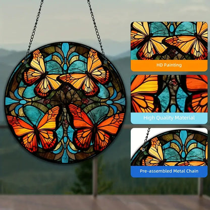 Butterfly Stained Suncatcher,Butterfly Ornament Window Hanging Decor