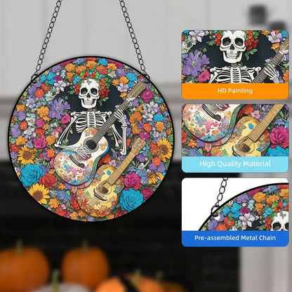 Stained Skull Artwork Suncatcher Window Hanging