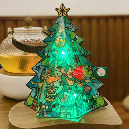Glass light Christmas tree music 3D greeting card