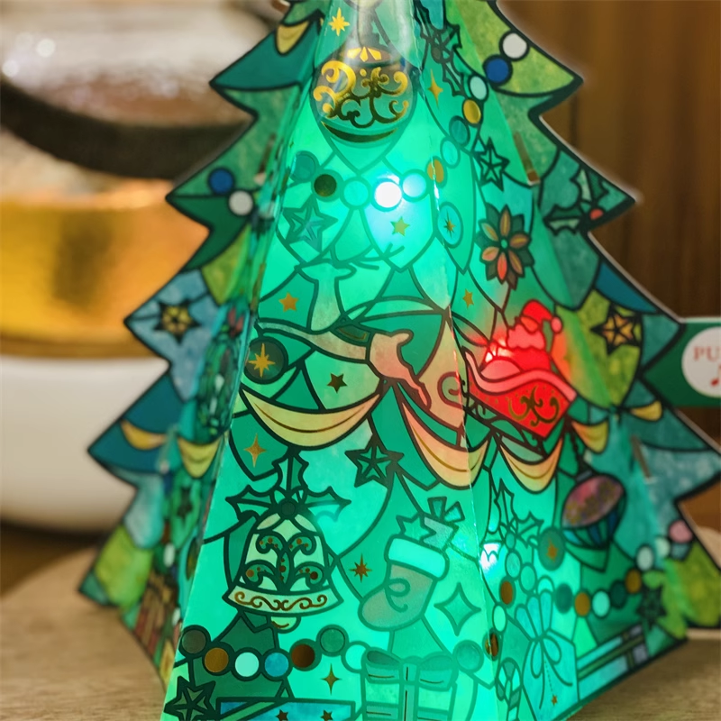 Glass light Christmas tree music 3D greeting card