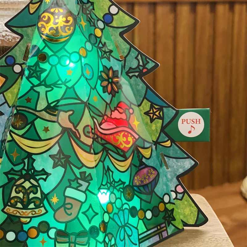 Glass light Christmas tree music 3D greeting card