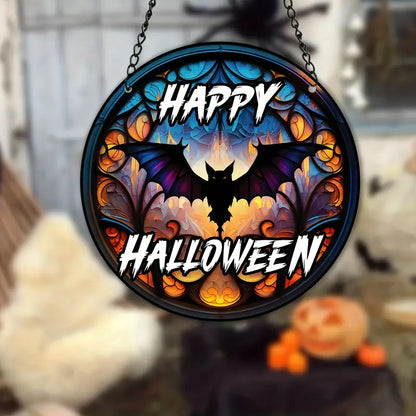 Halloween Welcome Bat Stained Window Hangings