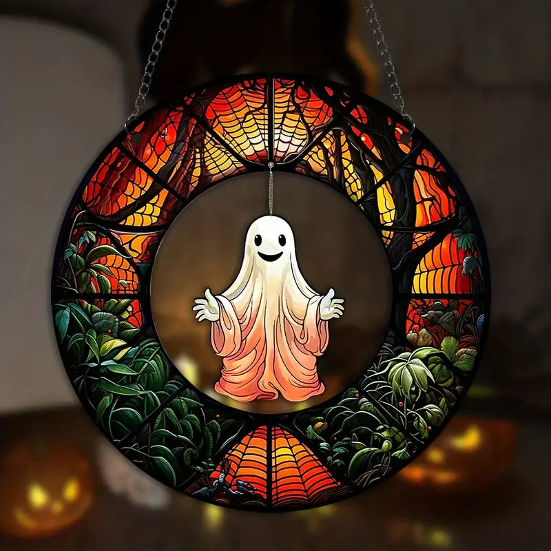 Halloween Ghosts Hanging Decorations Stained Suncatcher