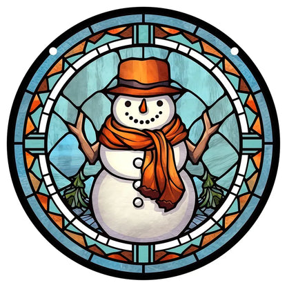 Christmas Snowman Stained Suncatcher