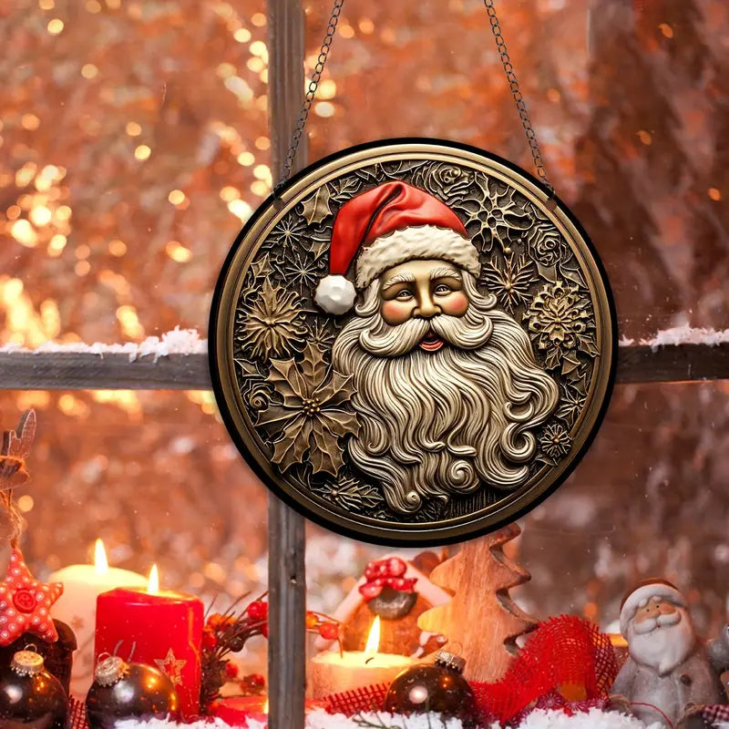 Moș Crăciun Suncatcher Decor pătat de Crăciun 