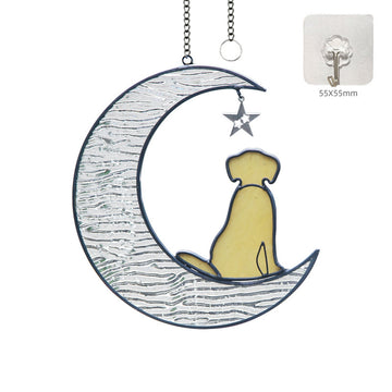Câine pe Lună Suncatcher