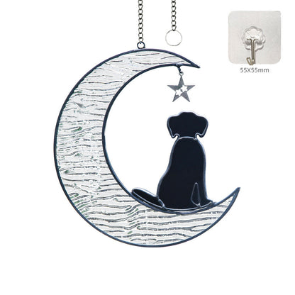 Dog on Moon Suncatcher